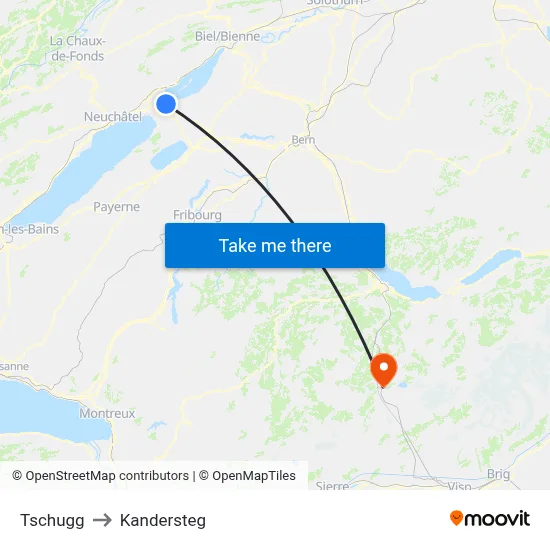 Tschugg to Kandersteg map