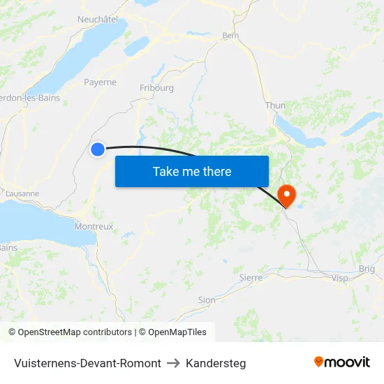Vuisternens-Devant-Romont to Kandersteg map