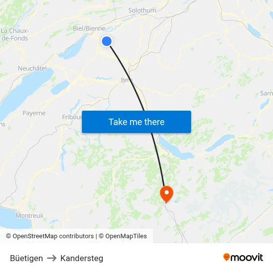 Büetigen to Kandersteg map