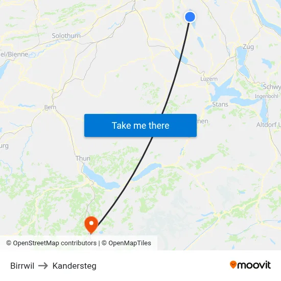 Birrwil to Kandersteg map