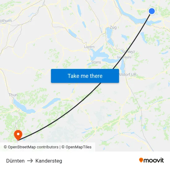 Dürnten to Kandersteg map