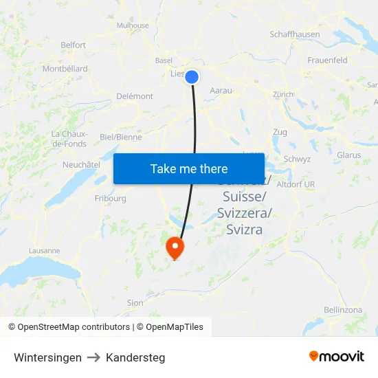 Wintersingen to Kandersteg map