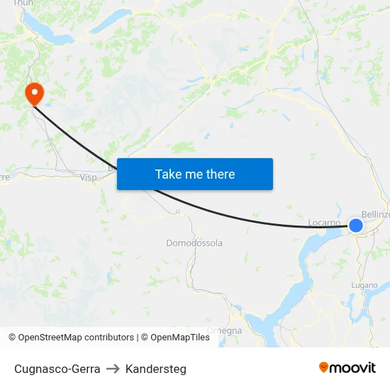 Cugnasco-Gerra to Kandersteg map