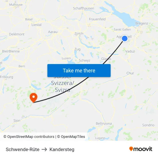 Schwende-Rüte to Kandersteg map