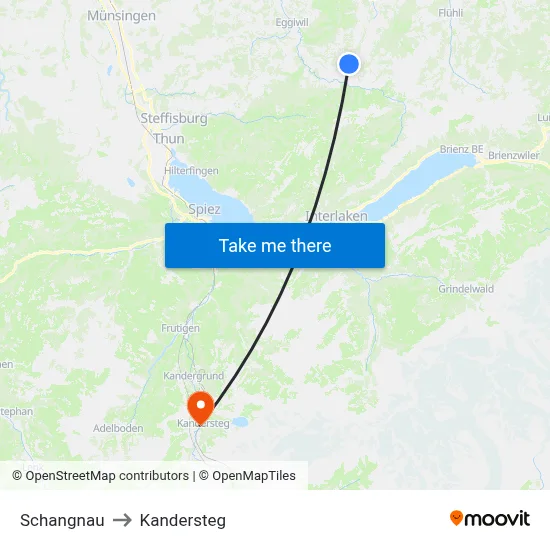 Schangnau to Kandersteg map