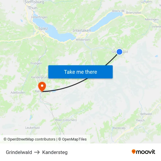 Grindelwald to Kandersteg map