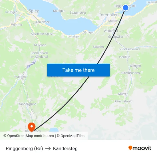 Ringgenberg (Be) to Kandersteg map