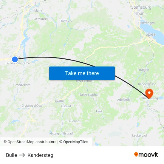 Bulle to Kandersteg map