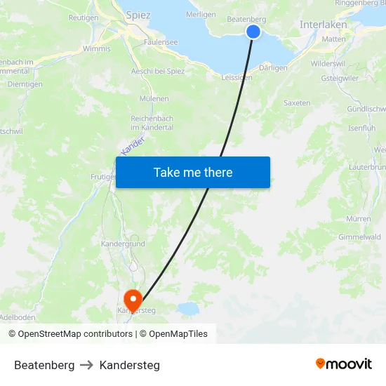Beatenberg to Kandersteg map