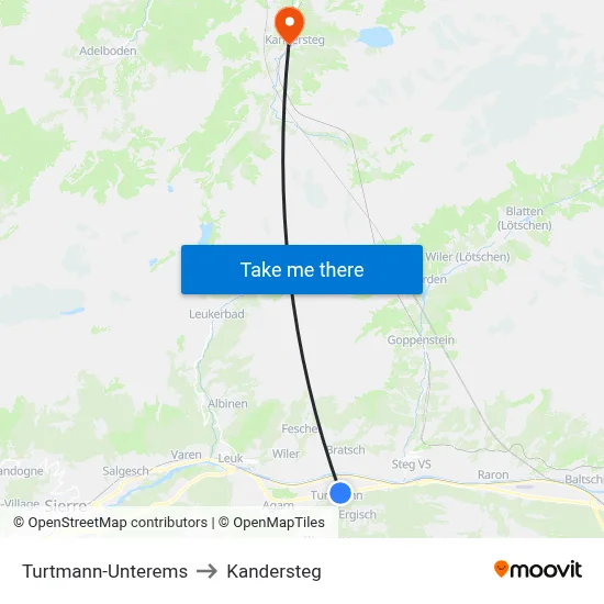 Turtmann-Unterems to Kandersteg map