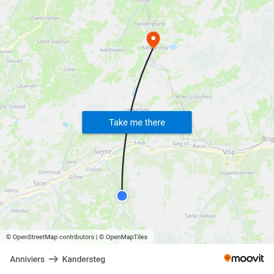 Anniviers to Kandersteg map