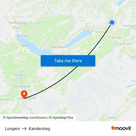 Lungern to Kandersteg map