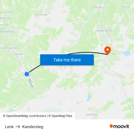 Lenk to Kandersteg map