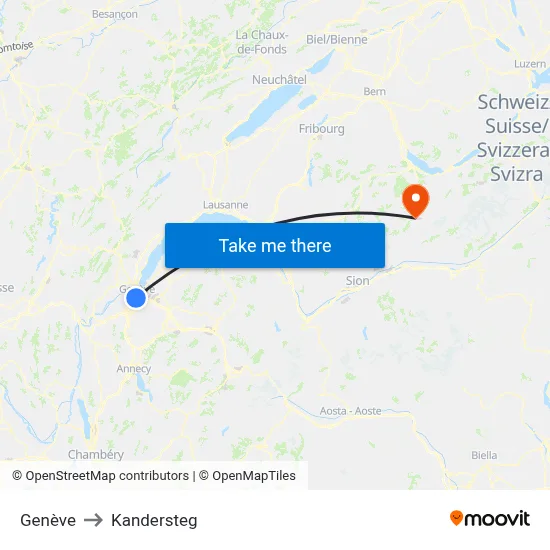 Genève to Kandersteg map