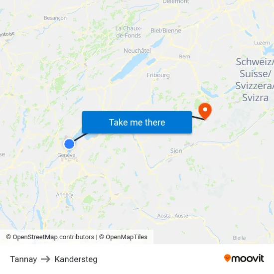 Tannay to Kandersteg map