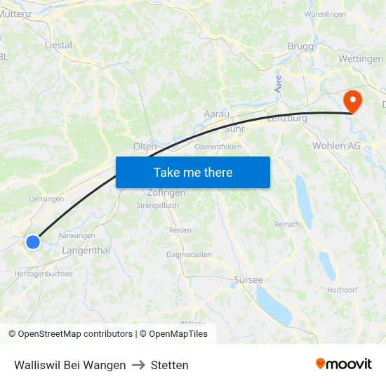 Walliswil Bei Wangen to Stetten map