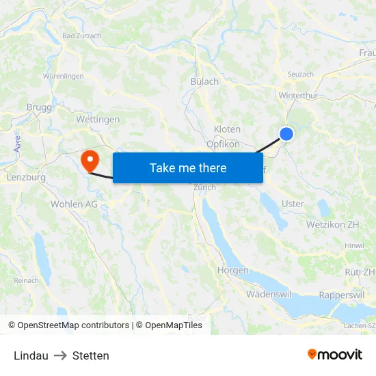 Lindau to Stetten map