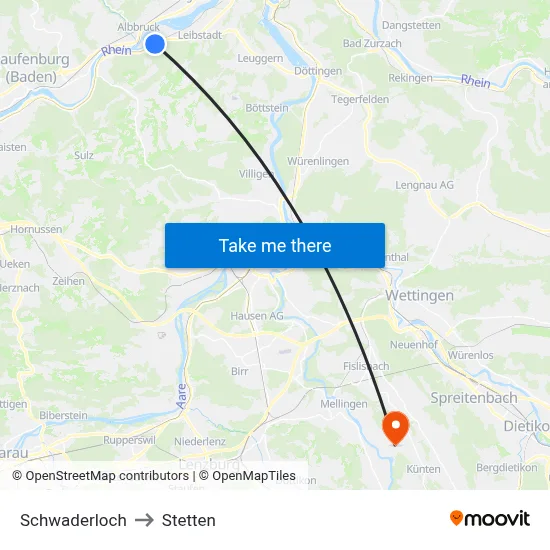 Schwaderloch to Stetten map