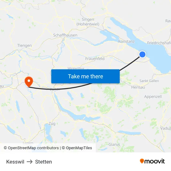 Kesswil to Stetten map