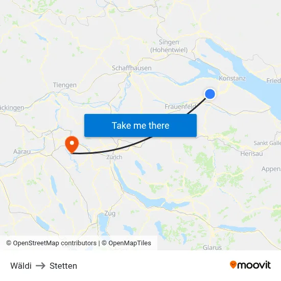 Wäldi to Stetten map