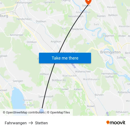 Fahrwangen to Stetten map