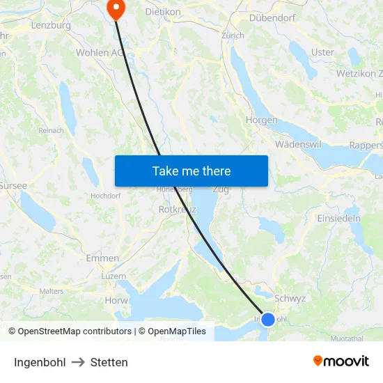 Ingenbohl to Stetten map