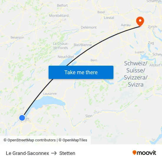 Le Grand-Saconnex to Stetten map