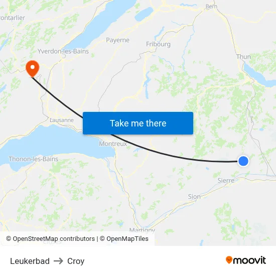 Leukerbad to Croy map