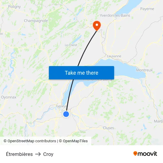Étrembières to Croy map