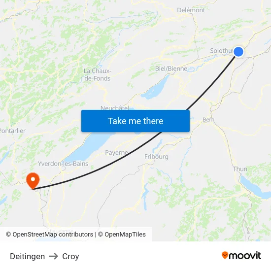 Deitingen to Croy map