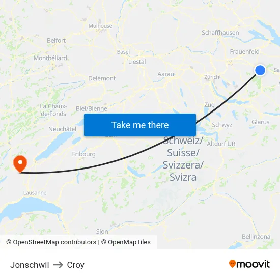 Jonschwil to Croy map