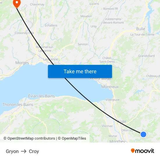 Gryon to Croy map