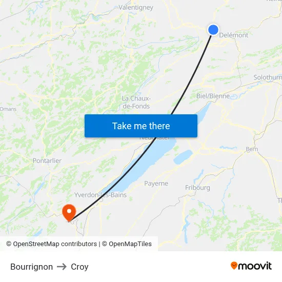 Bourrignon to Croy map