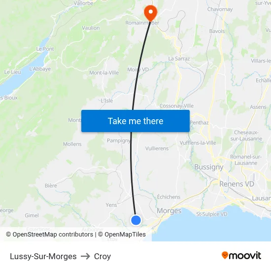 Lussy-Sur-Morges to Croy map