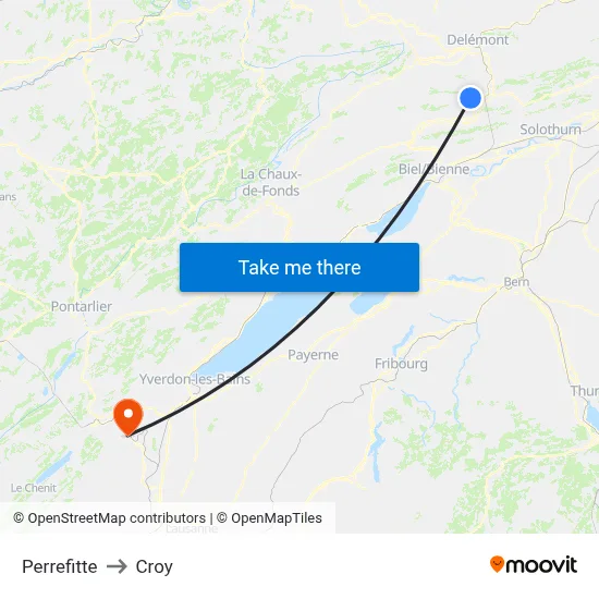 Perrefitte to Croy map
