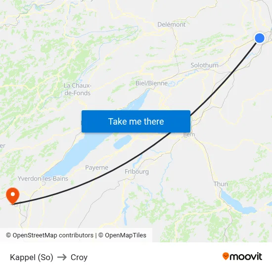Kappel (So) to Croy map