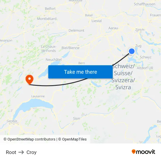 Root to Croy map