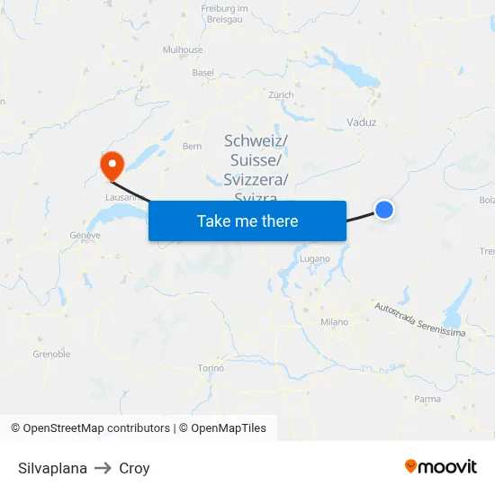Silvaplana to Croy map