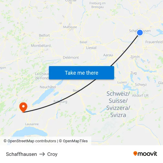 Schaffhausen to Croy map