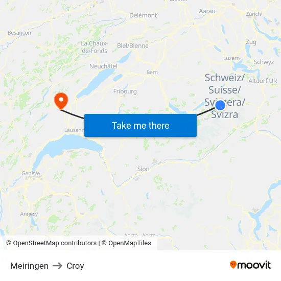 Meiringen to Croy map