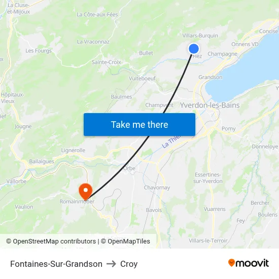 Fontaines-Sur-Grandson to Croy map