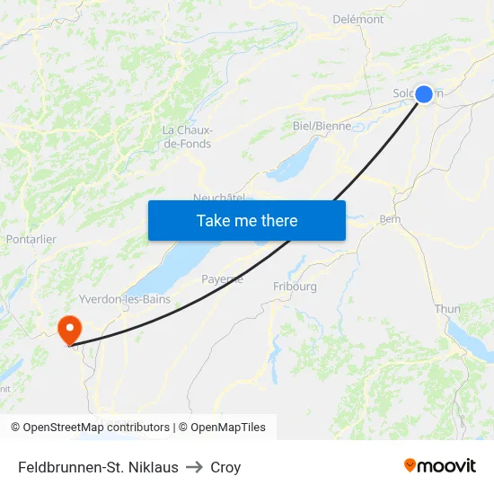 Feldbrunnen-St. Niklaus to Croy map