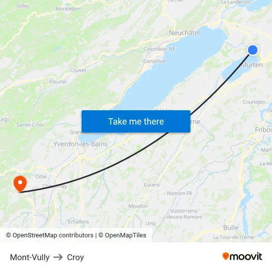 Mont-Vully to Croy map