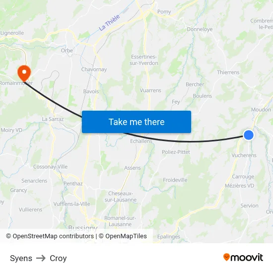 Syens to Croy map
