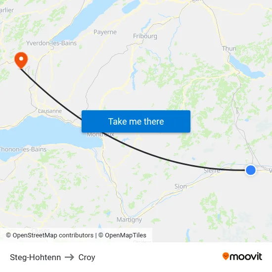 Steg-Hohtenn to Croy map