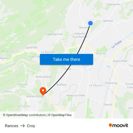 Rances to Croy map