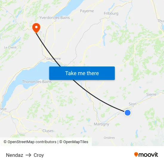 Nendaz to Croy map