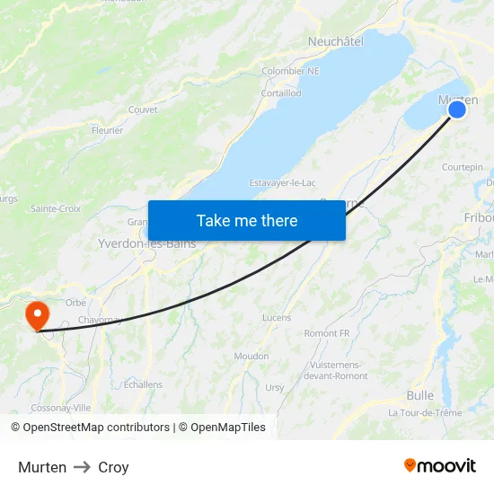Murten to Croy map