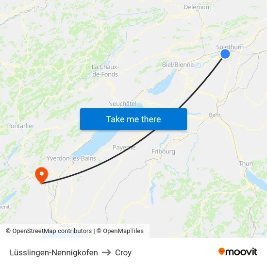 Lüsslingen-Nennigkofen to Croy map