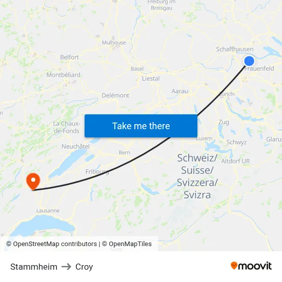 Stammheim to Croy map